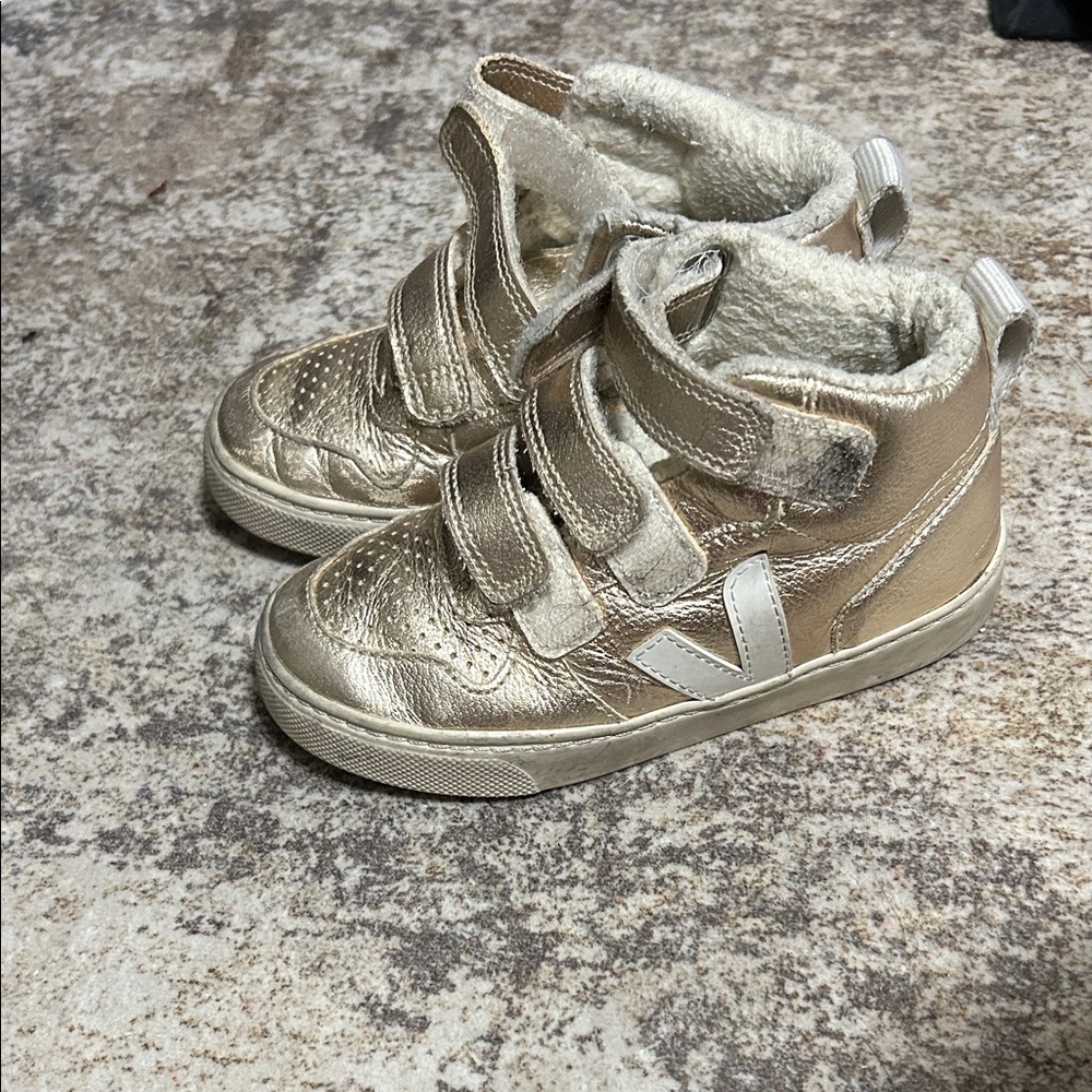 V-10 mid leather Gold White Kids Sneakers